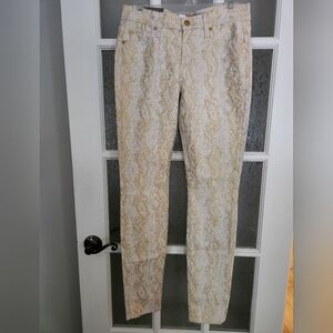 NWT / 7 For All Mankind / Stylish Gold and Cream Patterned Pants